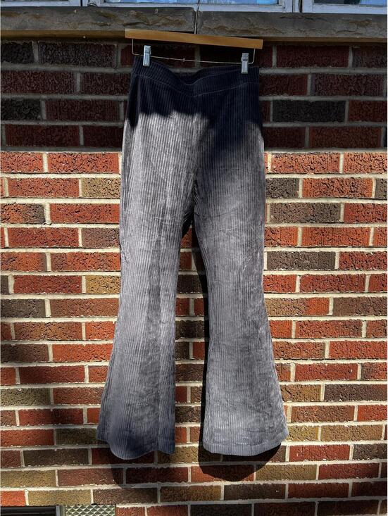 aerie Pants - Aerie Dark Gray Charcoal Velvet Ribbed Flare Leg Lounge Pants